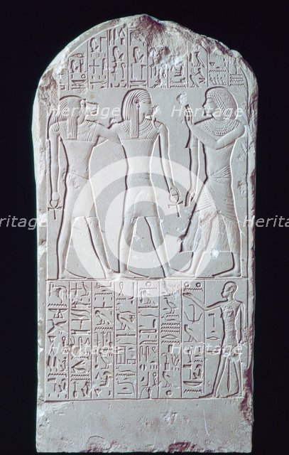 Ancient Egyptian limestone stele, 16th-13th century BC. Artist: Unknown