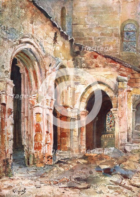 ''Nos regions Devastees; L'eglise de Sermaize', 1914. Creator: Pierre Vignal.