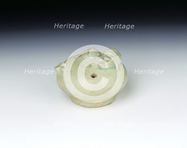 Celadon water dropper with salamander and tortoise, early Choson period, Korea, 15th century. Artist: Unknown