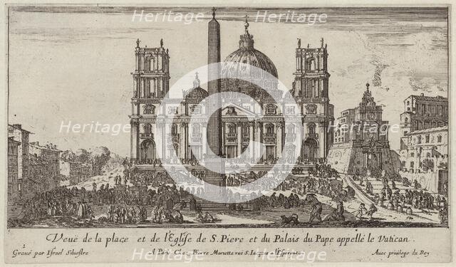 Veuë de la place et de l'Eglise de S. Piere et du Palais du Pape appellé le Vatican, 1640-1660. Creator: Israel Silvestre.