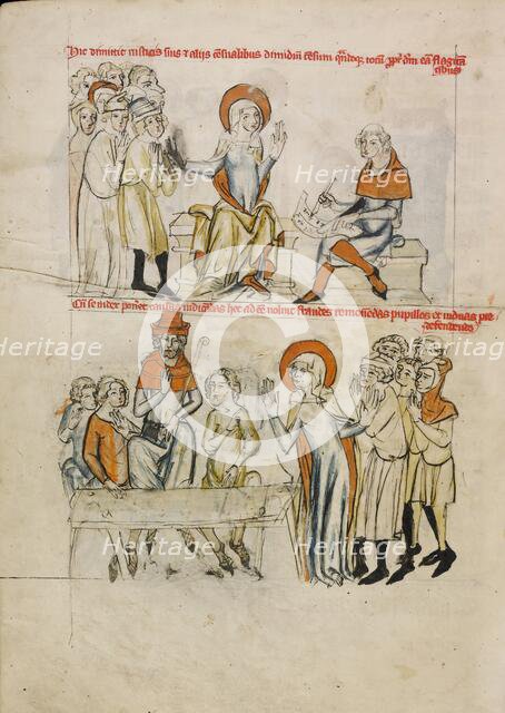 Saint Hedwig Reducing the Feudal Tax of Her Subjects; Saint Hedwig Assuring the Defense..., 1353. Creator: Unknown.