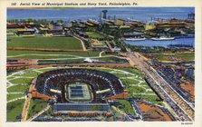 Aerial view of Municipal Stadium and Navy Yard, Philadelphia, Pennsylvania, USA, 1937. Artist: Unknown