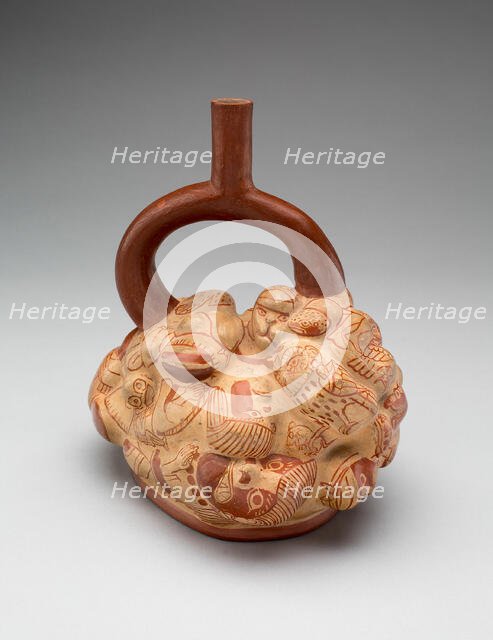 Vessel with Humans, Skeletons, Owls, Birds, Pumas, Seals, and Frogs, 100 B.C./A.D. 500. Creator: Unknown.