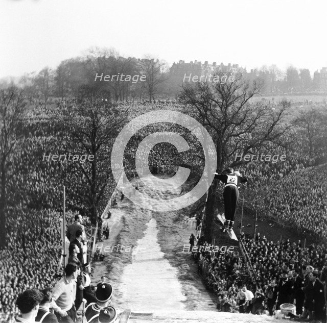 London ski jumping competition, 1950 Artist: Henry Grant