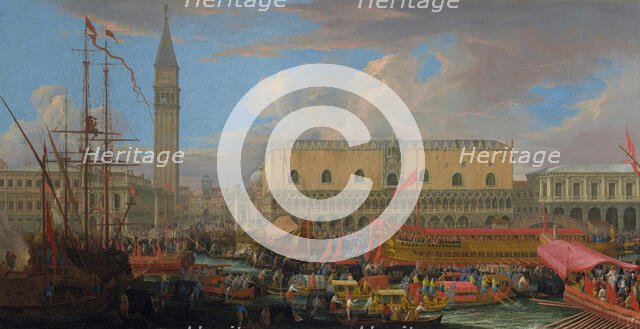 The Bucintoro Departing from the Bacino di San Marco, 1710. Creator: Luca Carlevarijs.