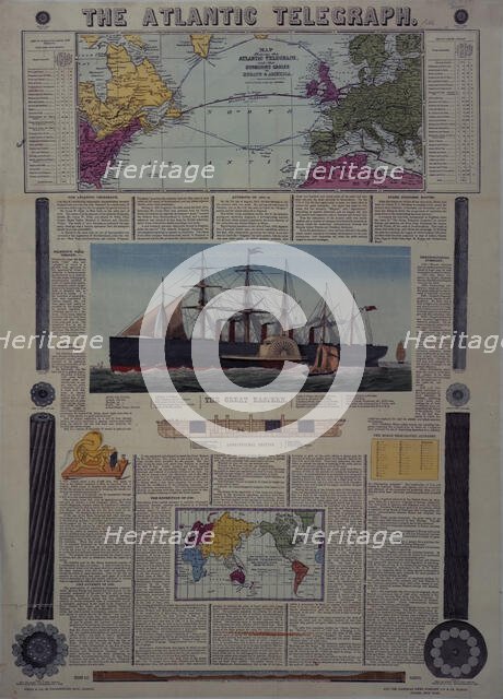 Bacon's Chart of the Atlantic Telegraph, 1866. Creator: Unknown.