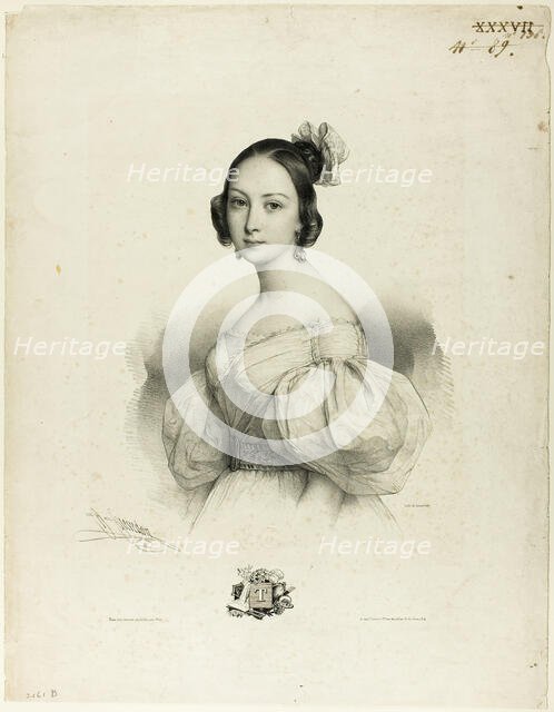 The Letter "T" from Le Miroir des Dames, ou nouvel alphabet français, 1834. Creator: Henri Grevedon.