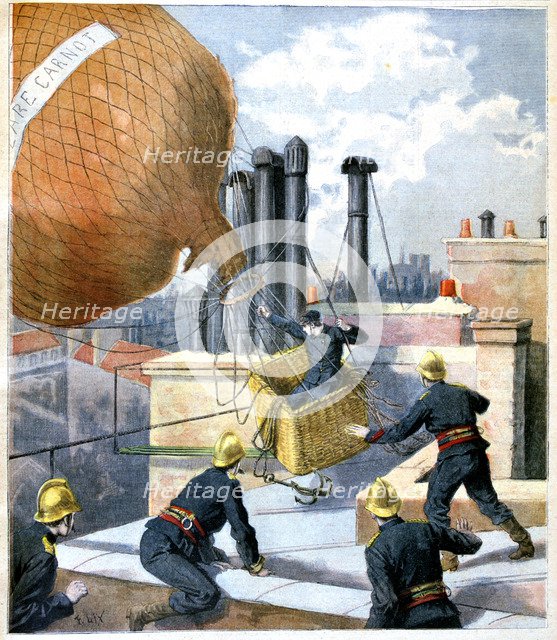 A balloon on a roof, 1894. Artist: Unknown