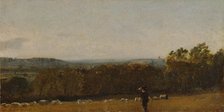 A Shepherd in a Landscape looking across Dedham Vale towards Langham, ca. 1811. Creator: John Constable.