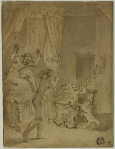 The Infant Hercules Strangling Serpents in His Cradle (recto), n.d. Creator: Prospero Fontana.