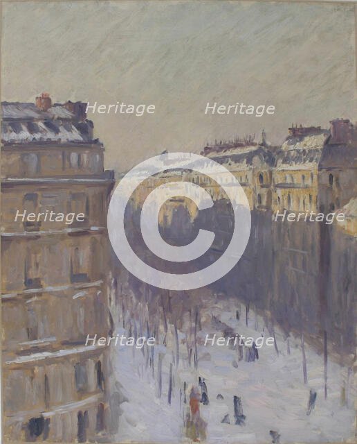 Boulevard Haussmann, effet de neige, 1879-1881. Creator: Caillebotte, Gustave (1848-1894).