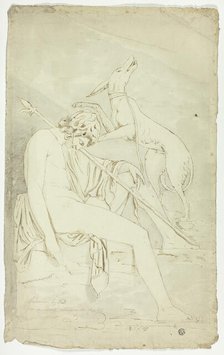 Ancient Bas-Relief of Sleeping Hunter and Dog, 1775. Creator: John Downman.