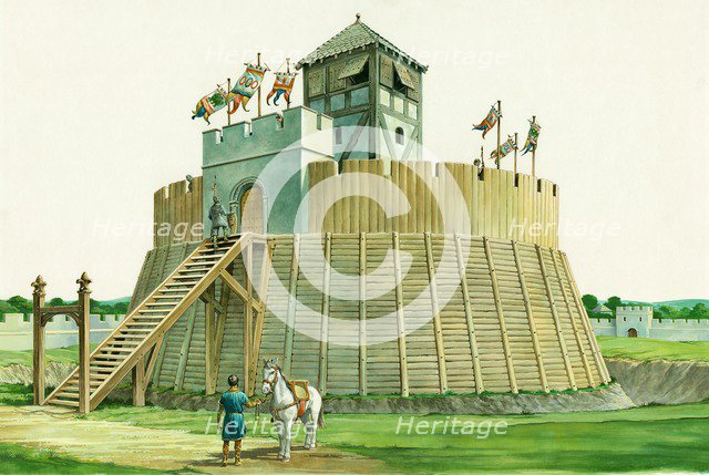 Norman lookout tower at Bramber Castle, West Sussex, c1995-c2009. Artist: Philip Corke.