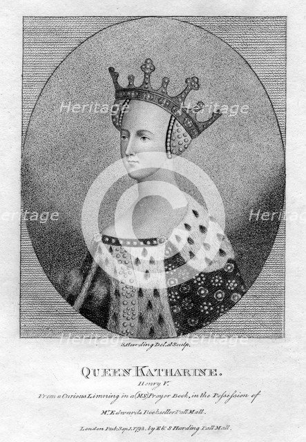 Queen Katharine, (Catherine of Valois), Queen consort of England of Henry V.Artist: S Harding