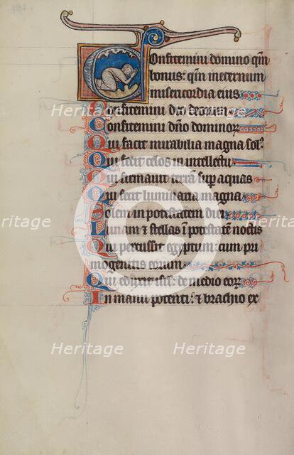 Initial C: A Man Praying; Bute Psalter, text and illumination about 1285. Creator: Bute Master.