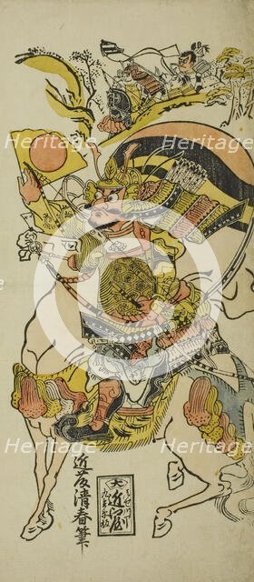 Kumagai Naozane and Taira no Atsumori at the battle of Ichi-no-tani, Japan, c. 1720. Creator: Kondo Kiyoharu.