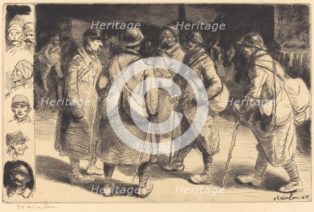 Soldiers on Leave - Night Scene (Permissionnaires - Effet de Nuit), 1916. Creator: Theophile Alexandre Steinlen.