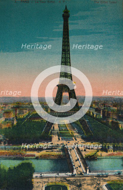 The Eiffel Tower, Paris, c1920. Artist: Unknown.