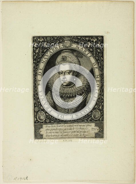 Marie de Médicis, Queen of France, Second Wife of Henry IV, n.d. Creator: Thomas de Leu.