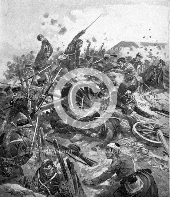 Japanese troops storming Russian Fort, Russo-Japanese War, 1904-5. Artist: Unknown