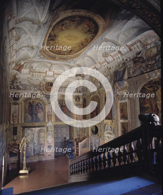 Detail of the decoration of the walls inside the Convent of the Royal Discalced, 16th century bui…