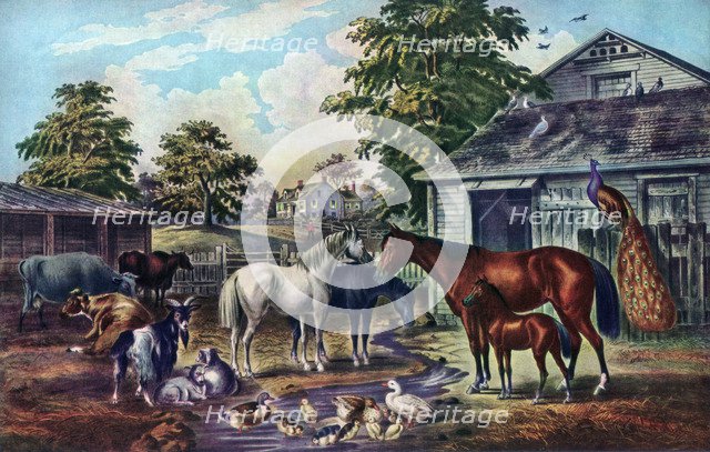 'American Farm Yard in the Morning', 1857. Artist: Currier and Ives