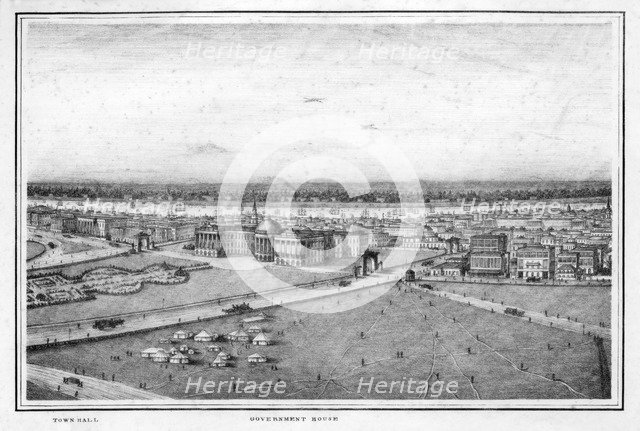 The Government House and Town Hall, Calcutta, India, c1840s.Artist: Frederick Fiebig