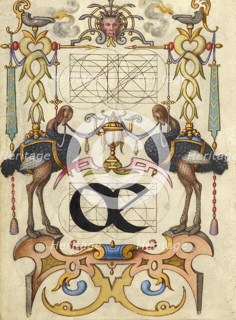 Guide for Constructing the Ligature oe; Mira calligraphiae monumenta, about 1591-1596. Creator: Joris Hoefnagel.