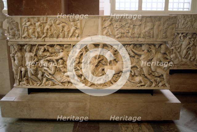 Roman sarcophagus with the legend of Selene and Endymion, 230-235 AD. Artist: Unknown