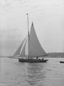 The gaff rigged cutter 'Wych' under sail, 1914. Creator: Kirk & Sons of Cowes.