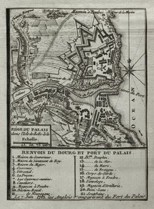 Seven Years War (1756-1763): Map of capture of Belle Isle (June 1761), 1765. Creator: Jean de Beaurain.