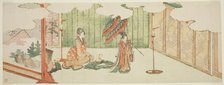 Young girl dancing at nobleman's mansion, Japan, 1805. Creator: Hokusai.