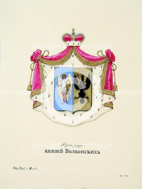 The coat of arms of the Volkonsky House. Creator: Trukhanov, Alexander Alexandrovich (1880.1942).