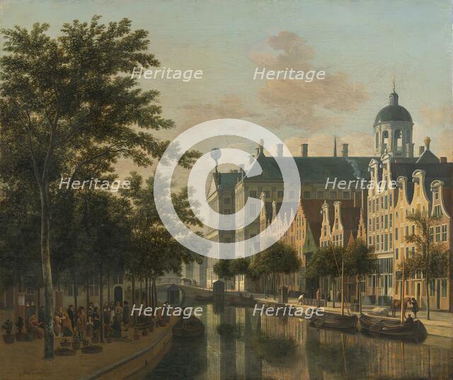 The Nieuwezijds Voorburgswal with the Flower Market, Amsterdam, 1686. Creator: Gerrit Berckheyde.