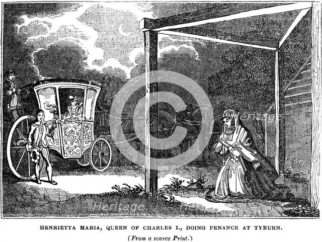 Queen Henrietta Maria (1609-1669) doing penance at Tyburn. Artist: Unknown