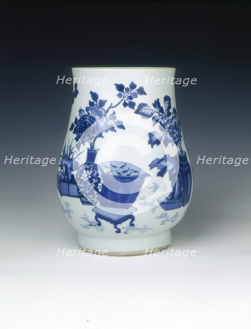 Ovoid blue and white vase, Transitional period, China, c1640. Artist: Unknown