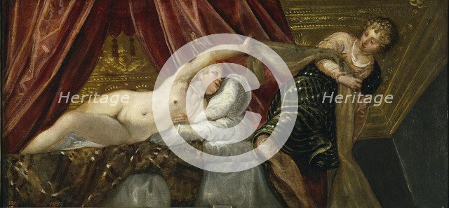 Joseph and Potiphar's Wife. Artist: Tintoretto, Jacopo (1518-1594)