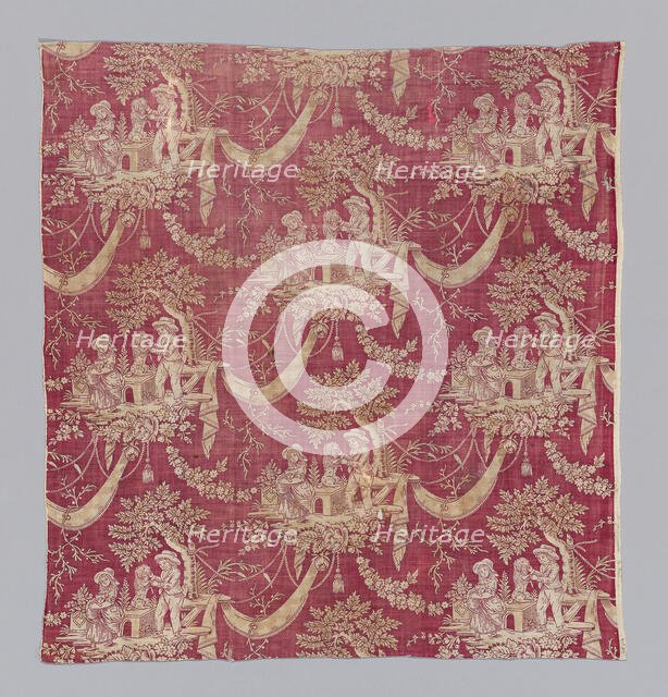 Children and Pets (Furnishing Fabric), Normandie, 1800/1820. Creator: Unknown.