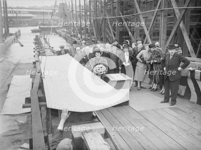 J. S. White laying the keel of the Brazilian destroyer 'Javary', 30th March 1938. Creator: Kirk & Sons of Cowes.