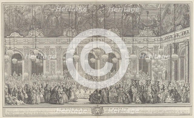 Decoration for a Masked Ball at Versailles, on the Occasion of t..., ca. 1860 reprint of 1764 plate. Creator: Charles-Nicolas Cochin.
