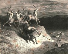 'We to those beasts, that rapid strode along, drew near, when Chiron took an arrow forth', c1890.  Creator: Gustave Doré.
