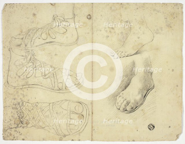 Two Bare Feet and Three Sandalled Feet, n.d. Creator: John Downman.