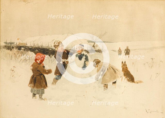 Making a Snowman, 1891. Creator: Stepanov, Alexei Stepanovich (1858-1923).