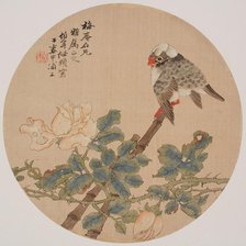 Flower and bird, about 1860-1896. Creator: Ren Yi.