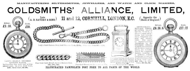 Advertisement for Goldsmiths’ Alliance, Limited, 1890. Creator: Unknown.
