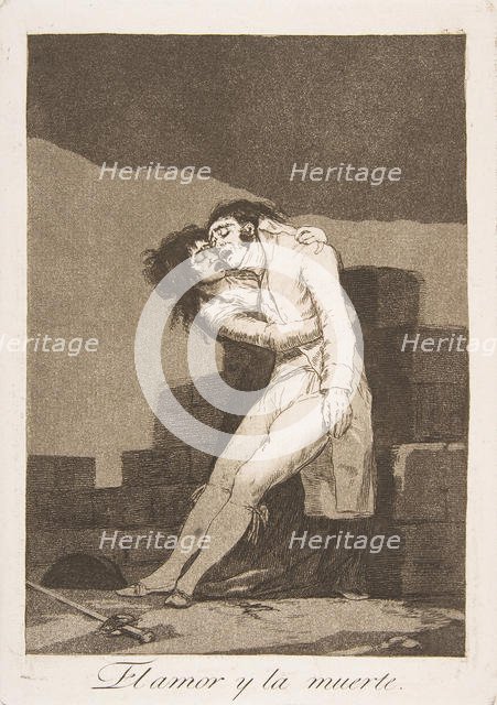 Plate 10 from 'Los Caprichos': Love and death (El amor y la muerte), 1799. Creator: Francisco Goya.