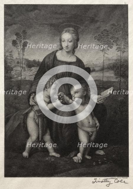 Old Italian Masters: The Madonna of the Goldfinch, 1888-1892. Creator: Timothy Cole (American, 1852-1931).