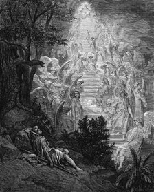 Jacob's dream of a stairway leading to heaven with God at the top, 1865-1866. Artist: Gustave Doré