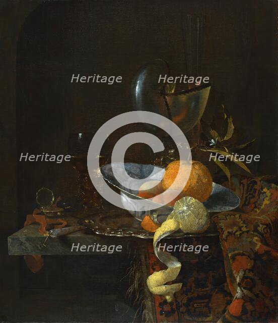 Still Life with porcelain Bowl and Nautilus Cup, 1660. Creator: Willem Kalf.