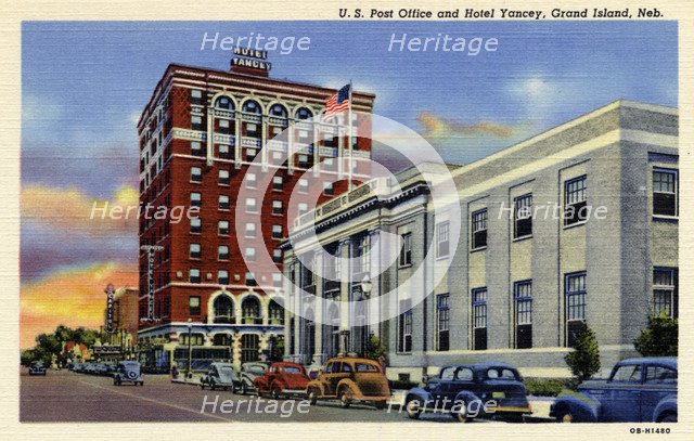 US Post Office and Hotel Yancy, Grand Island, Nebraska, USA, 1940. Artist: Unknown